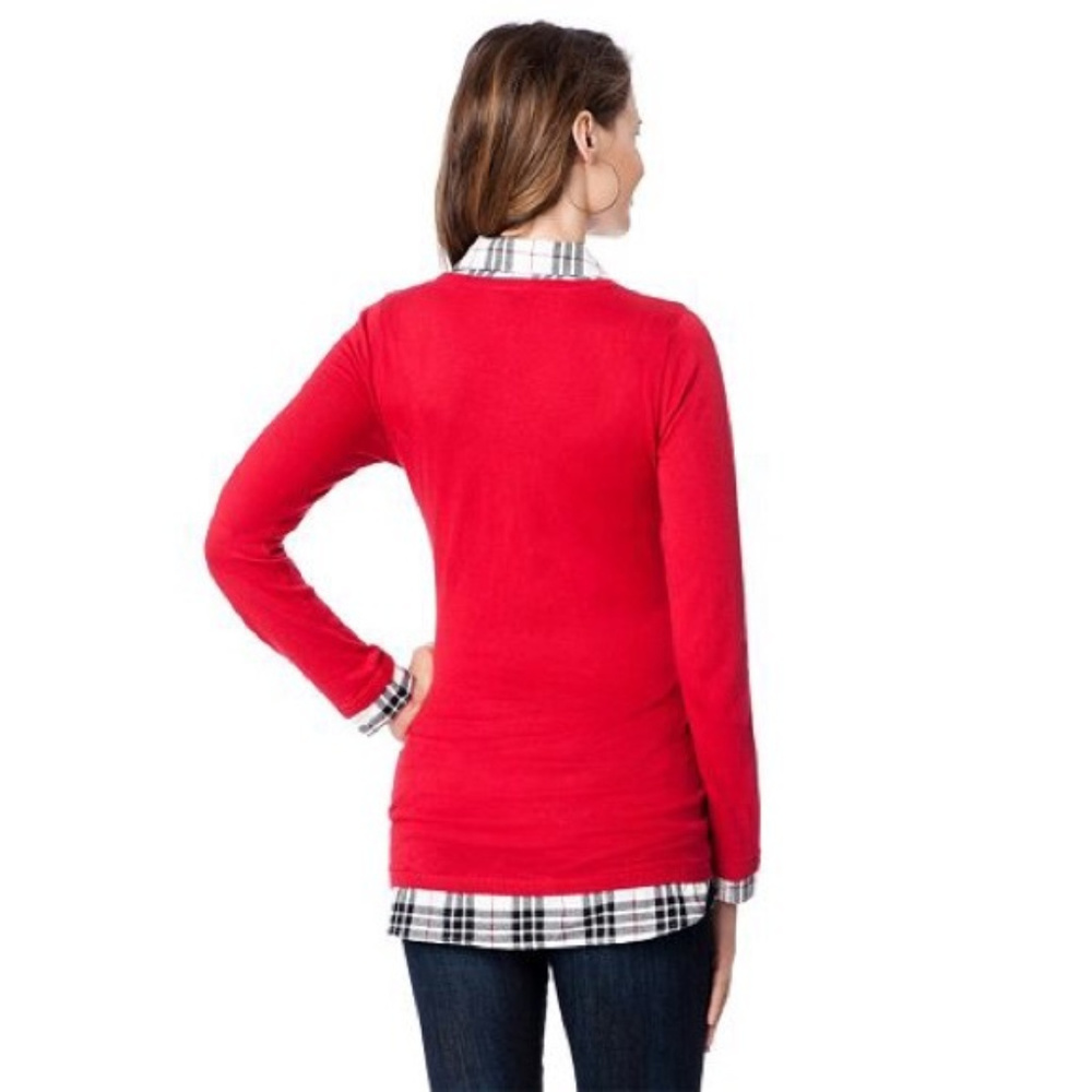 SOLD Oh Baby Motherhood Maternity Red Sweater L - Picture 3 of 4